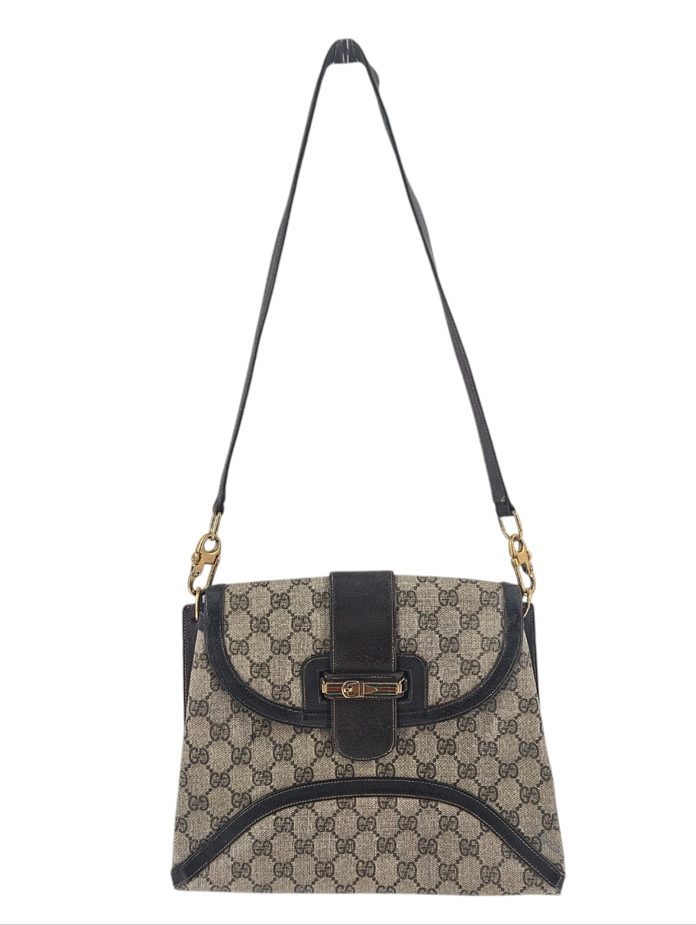 Vintage Gucci GG Monogram Enamel Web Horsebit Shoulder Bag